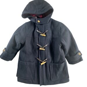 S. Rothschild Duffle Coat Kids 4 Navy Blue Wool Blend Toggle Hooded Jacket